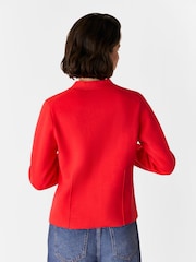 Whistles Red Seam Detail 100% Cotton Cardigan - Image 2 of 5