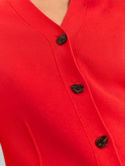 Whistles Red Seam Detail 100% Cotton Cardigan - Image 4 of 5