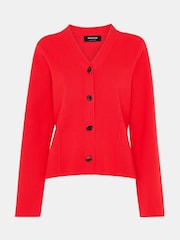 Whistles Red Seam Detail 100% Cotton Cardigan - Image 5 of 5