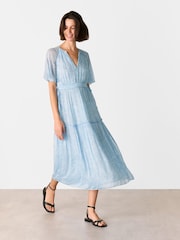 Whistles Blue Bamboo Leaves Gathered Dress - Image 1 of 5