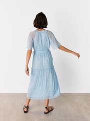 Whistles Blue Bamboo Leaves Gathered Dress - Image 2 of 5