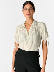 Whistles Green Oval Spot Tie Sleeve Shirt - Image 1 of 5