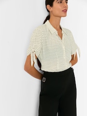 Whistles Green Oval Spot Tie Sleeve Shirt - Image 3 of 5