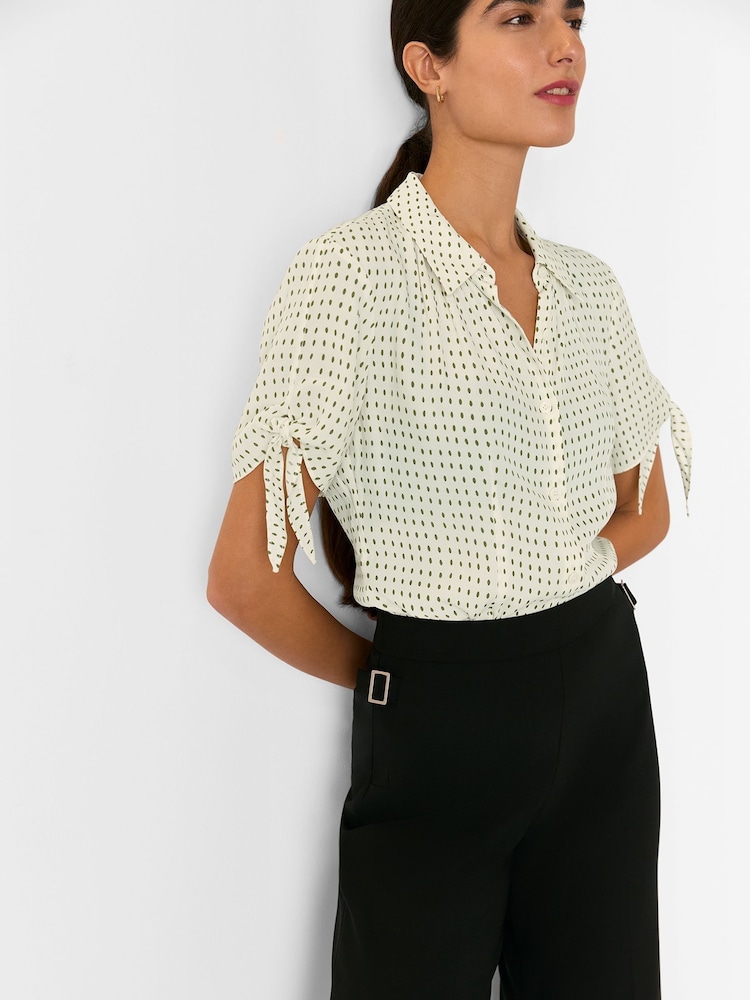 Whistles Green Oval Spot Tie Sleeve Shirt - Image 3 of 5