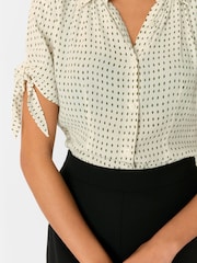 Whistles Green Oval Spot Tie Sleeve Shirt - Image 4 of 5