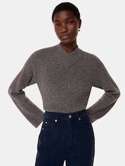 Whistles Blue High Waist Corduroy Barrel 100% Cotton Jeans - Image 3 of 5