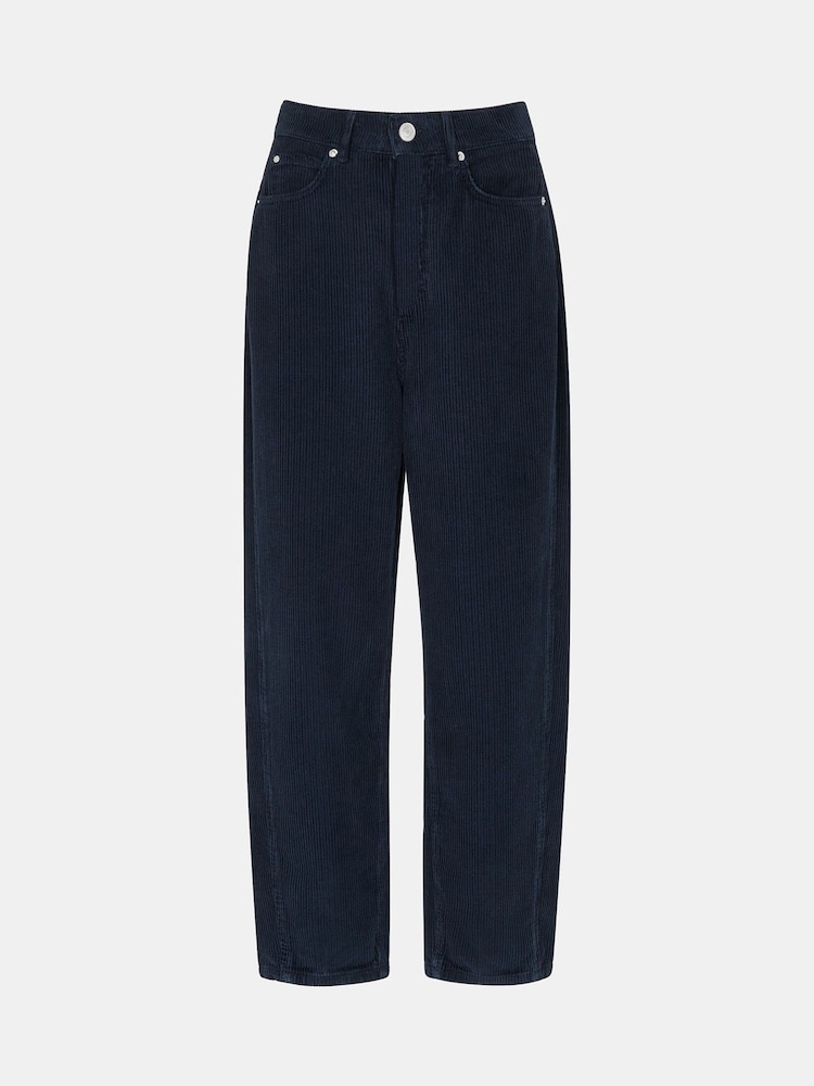 Whistles Blue High Waist Corduroy Barrel 100% Cotton Jeans - Image 5 of 5