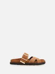 Whistles Brown Celestine Buckle Detail Sliders - Image 1 of 4
