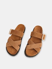 Whistles Brown Celestine Buckle Detail Sliders - Image 2 of 4