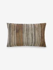 Brown 40 x 59cm Cut Velvet Stripe Cushion - Image 2 of 5