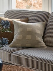 Grey 50 x 50cm Woven Textured Check Cushion - Image 1 of 4