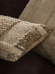Mid Natural 50 x 30cm Assembled Woven Textured Check Cushion - Image 5 of 8