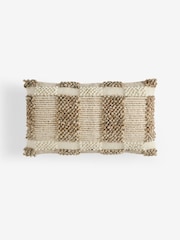 Mid Natural 50 x 30cm Assembled Woven Textured Check Cushion - Image 6 of 8