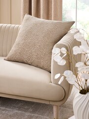 Natural 59 x 59cm Textured Zebra Print Cushion - Image 1 of 5