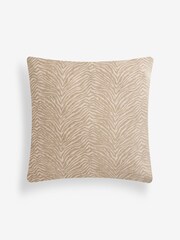 Natural 59 x 59cm Textured Zebra Print Cushion - Image 4 of 5