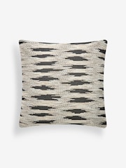 Black/White 50 x 50cm Abstract Woven Ikat Cushion - Image 2 of 5