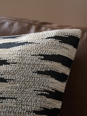 Black/White 50 x 50cm Abstract Woven Ikat Cushion - Image 5 of 5