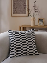 Black/White 50 x 50cm Jacquard Check Cushion - Image 1 of 5