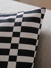 Black/White 50 x 50cm Jacquard Check Cushion - Image 2 of 5