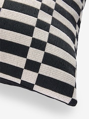 Black/White 50 x 50cm Jacquard Check Cushion - Image 3 of 5