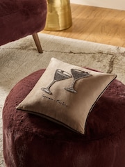 Brown 35 x 35cm Embellished Espresso Martini Cushion - Image 1 of 6