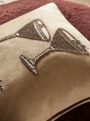 Brown 35 x 35cm Embellished Espresso Martini Cushion - Image 2 of 6