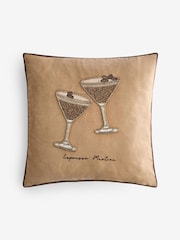 Brown 35 x 35cm Embellished Espresso Martini Cushion - Image 4 of 6