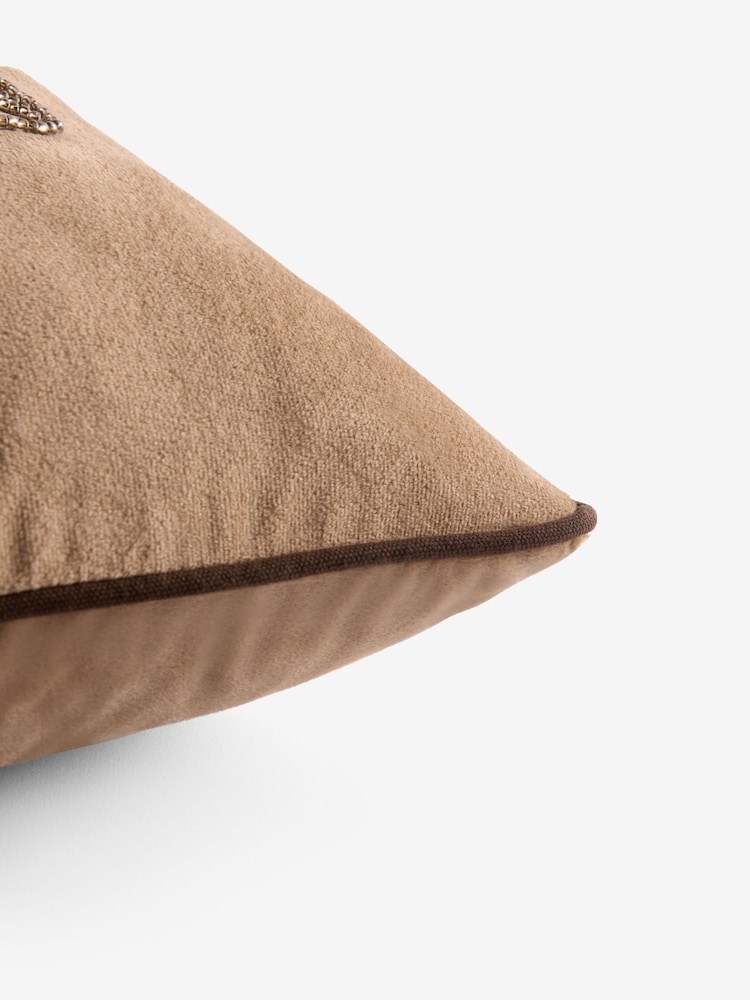 Brown 35 x 35cm Embellished Espresso Martini Cushion - Image 6 of 6