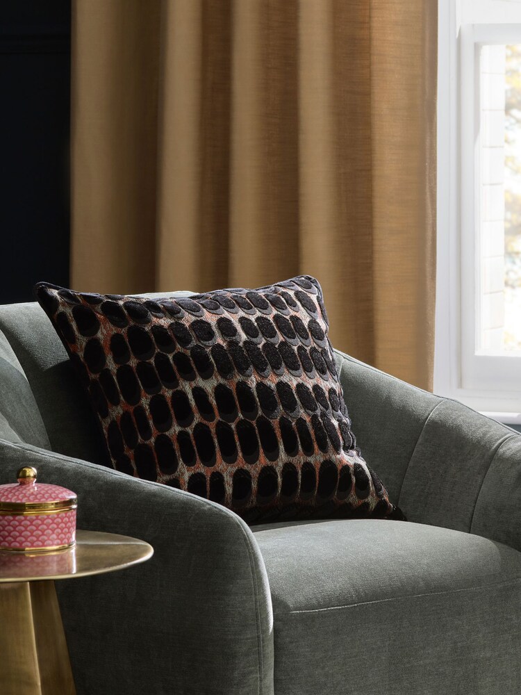 Black 50 x 50cm Rebel Spot Velvet Cushion - Image 1 of 7 Black 50 x 50cm Rebel Spot Velvet Cushion - Image 1 of 7
