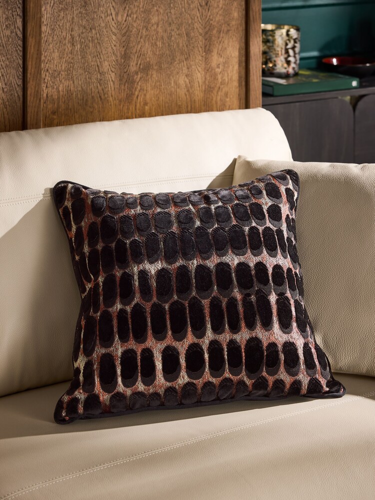 Black 50 x 50cm Rebel Spot Velvet Cushion - Image 2 of 7