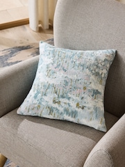 Blue 50 x 50cm Renew Abstract Floral Print Cushion - Image 1 of 5