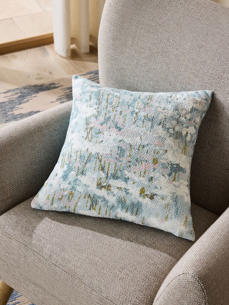 Blue 50 x 50cm Renew Abstract Floral Print Cushion - Image 1 of 5