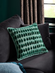Teal Blue 50 x 50cm Rebel Spot Velvet Cushion - Image 1 of 5