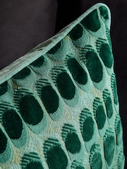Teal Blue 50 x 50cm Rebel Spot Velvet Cushion - Image 2 of 5