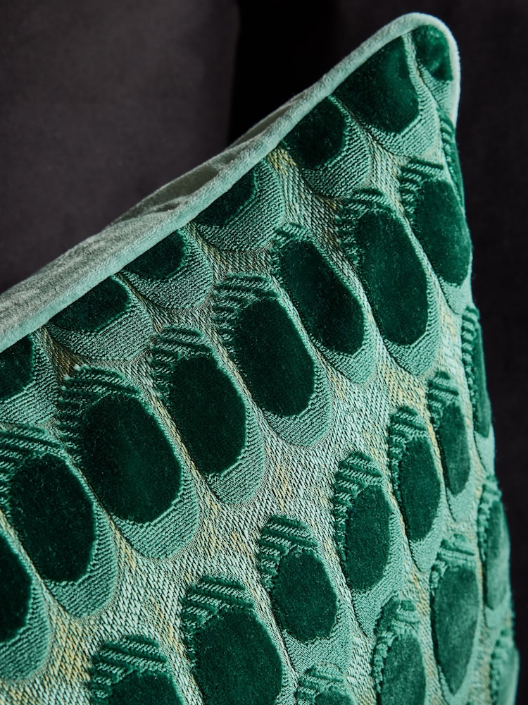Teal Blue 50 x 50cm Rebel Spot Velvet Cushion - Image 2 of 5