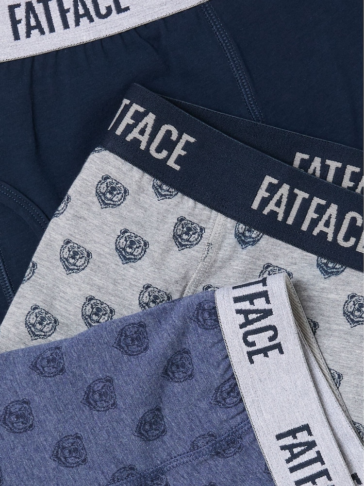 FatFace Navy Bear 3 Pack Boxers - Image 2 of 2 FatFace Navy Bear 3 Pack Boxers - Image 2 of 2