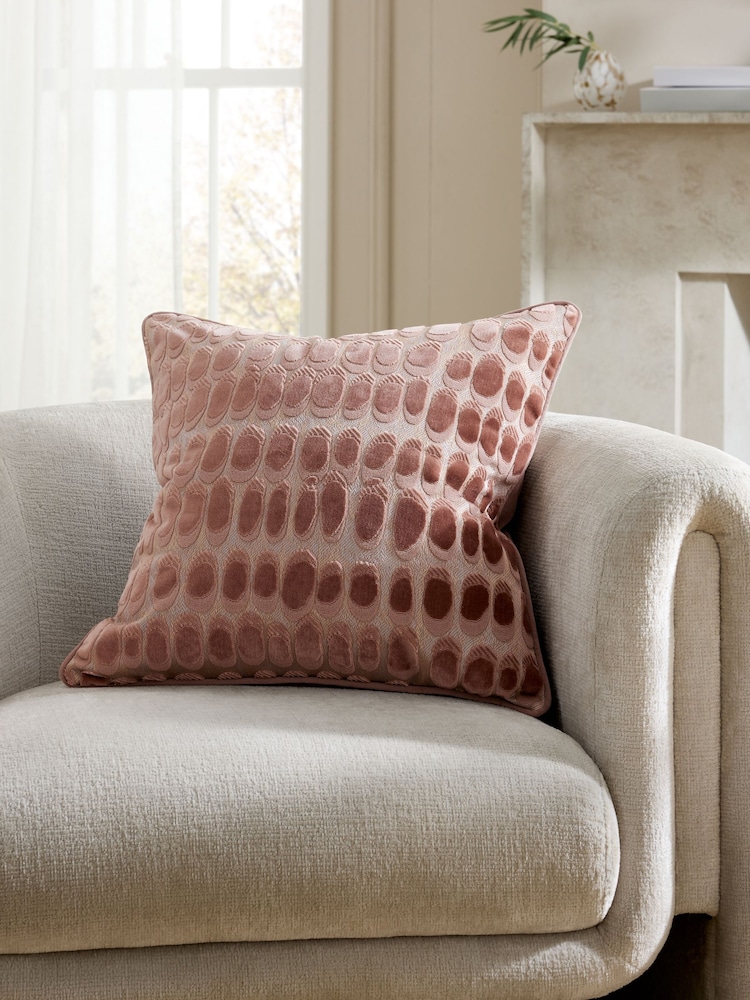 Blush Pink 50 x 50cm Rebel Spot Velvet Cushion - Image 1 of 5 Blush Pink 50 x 50cm Rebel Spot Velvet Cushion - Image 1 of 5