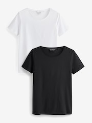 Black/White 100% Cotton Short Sleeves Basic T-Shirt 2 Pack - Image 1 of 3