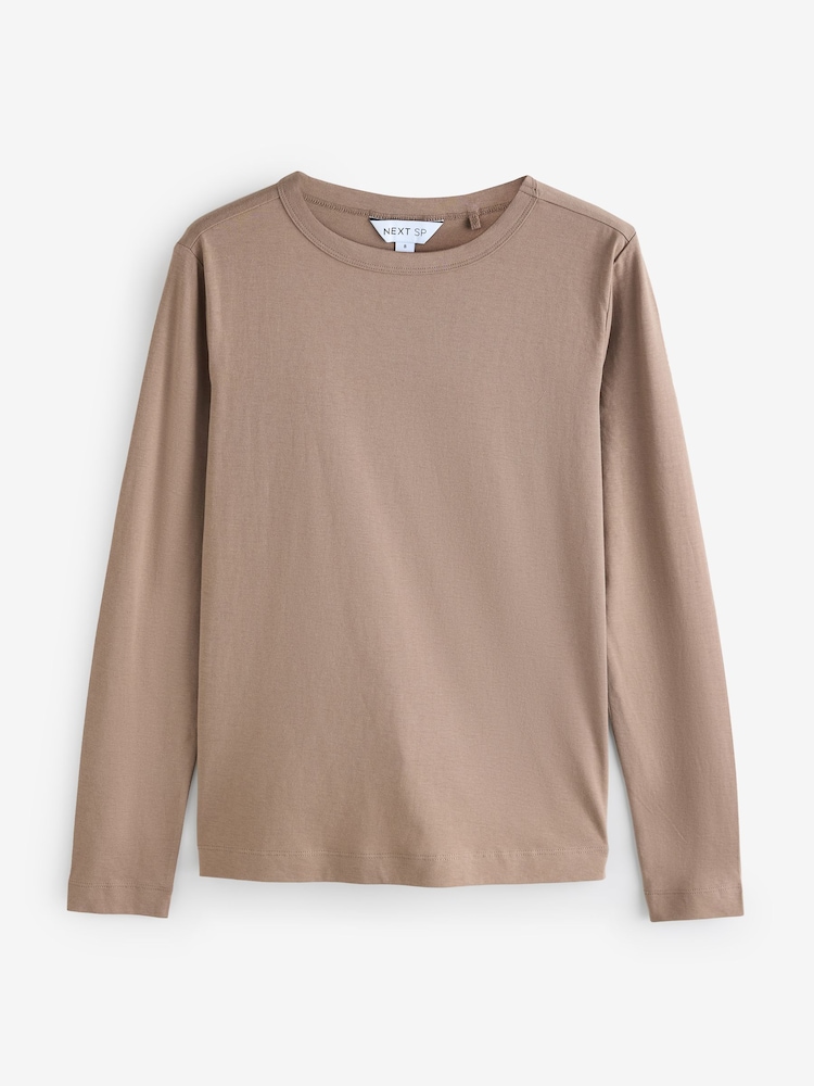 Tan Brown 2 Pack Long Sleeved T-Shirts - Image 2 of 3