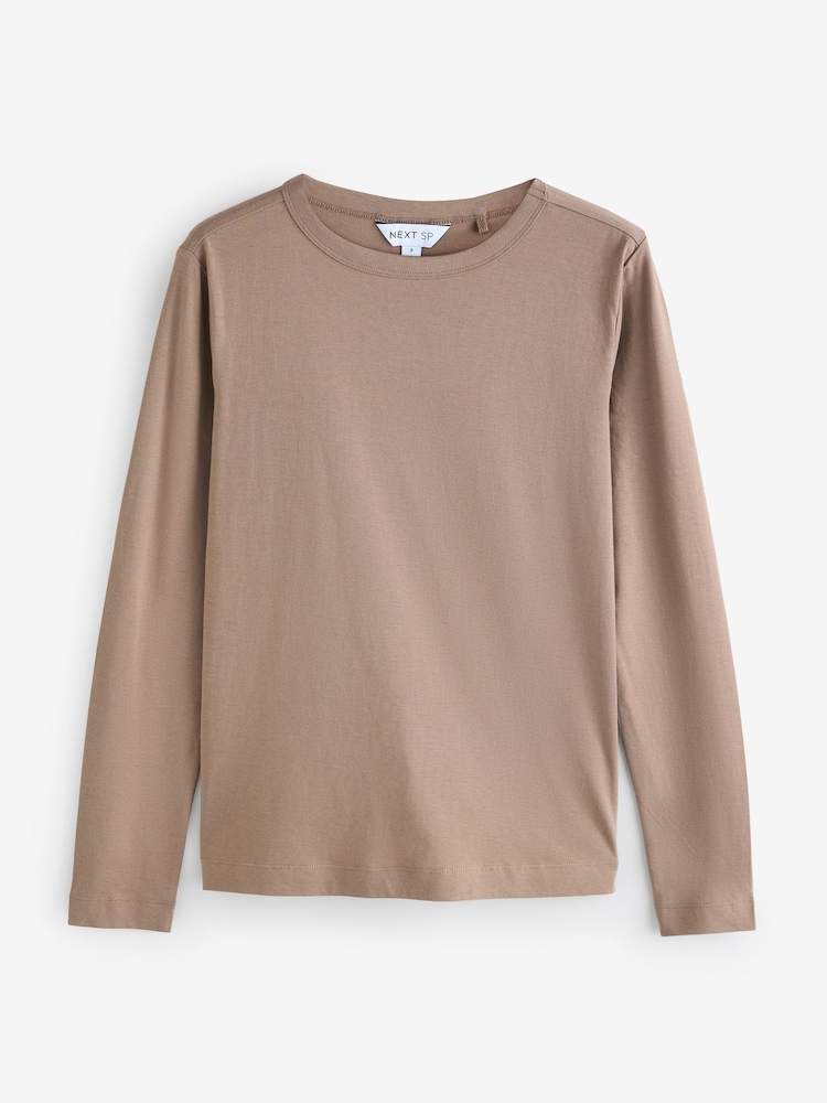 Tan Brown 2 Pack Long Sleeved T-Shirts - Image 3 of 3
