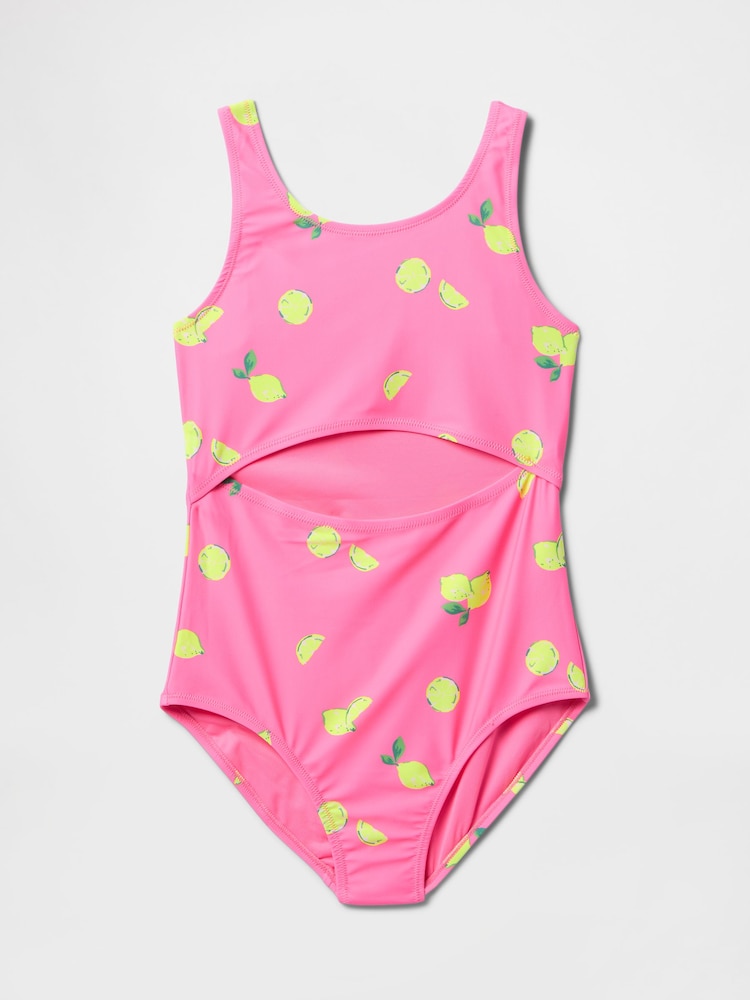 Gap Pink Lemon Cutout One Piece Swimsuit (4-13yrs) - Image 1 of 3