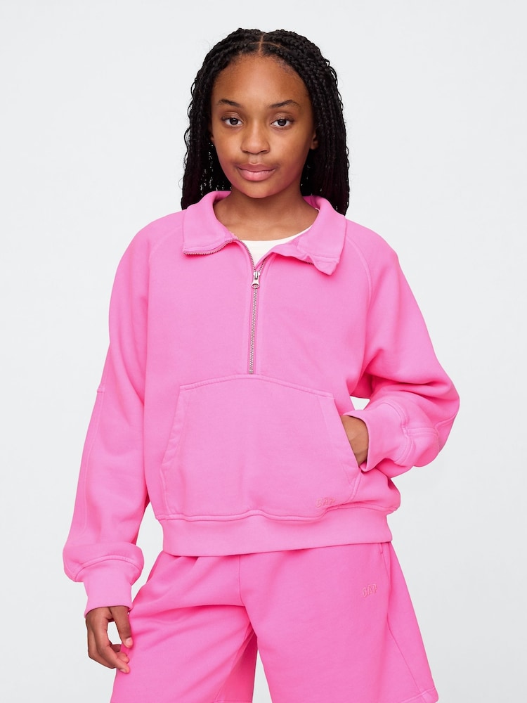 Gap Pink Scuba Half-Zip Pullover (4-13yrs) - Image 1 of 5