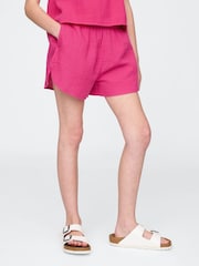 Roze - Gap Easy shorts van gekreukte gaasstof (4-13jaar) - Image 1 of 5