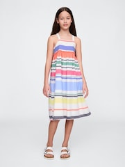 Gap Striped Cotton Square Neck Midi Dress (4-13yrs) - Imagen 1 de 4