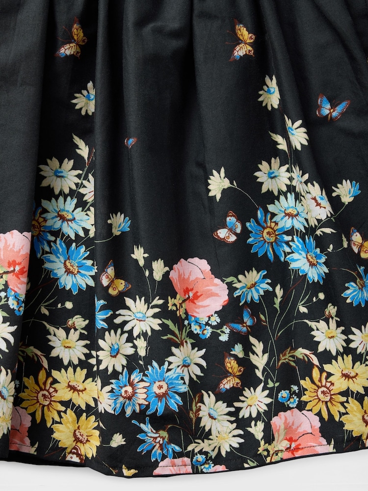 Gap Black Linen-Cotton Floral Dress (4-13yrs). - Image 4 of 4 Gap Black Linen-Cotton Floral Dress (4-13yrs). - Image 4 of 4