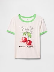 Gap White Cherry Logo Ringer T-Shirt (4-13yrs) - Image 1 of 1