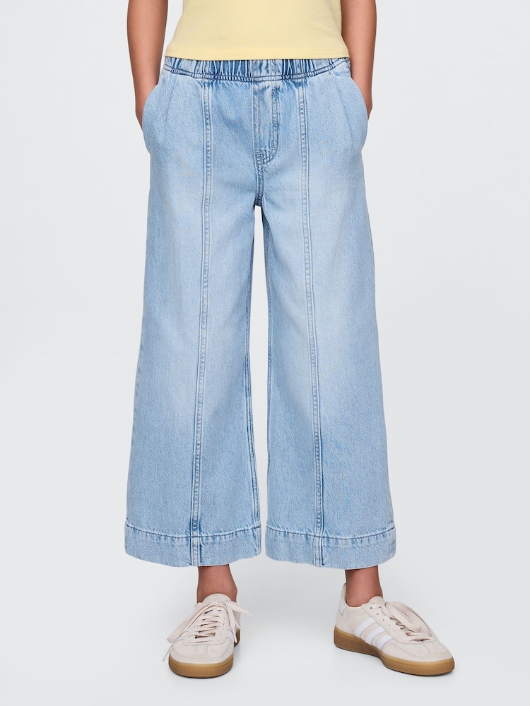 Gap Blue High Waisted Stride Wide-Leg Ankle Jeans (4-13yrs) - Image 1 of 6 Gap Blue High Waisted Stride Wide-Leg Ankle Jeans (4-13yrs) - Image 1 of 6