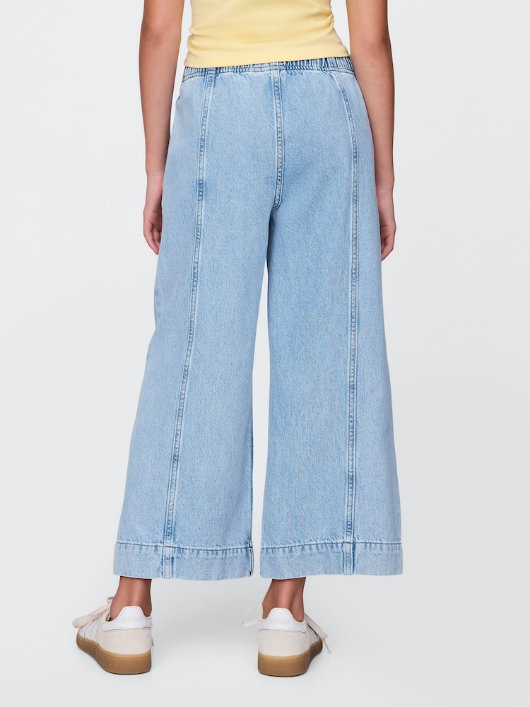 Gap Blue High Waisted Stride Wide-Leg Ankle Jeans (4-13yrs) - Image 2 of 6 Gap Blue High Waisted Stride Wide-Leg Ankle Jeans (4-13yrs) - Image 2 of 6