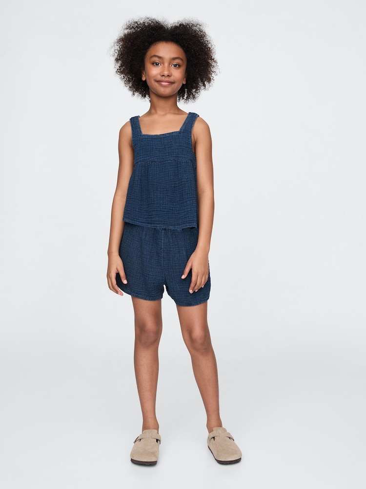 Blauw - Gap Easy shorts van gekreukte gaasstof (4-13jaar) - Image 3 of 5