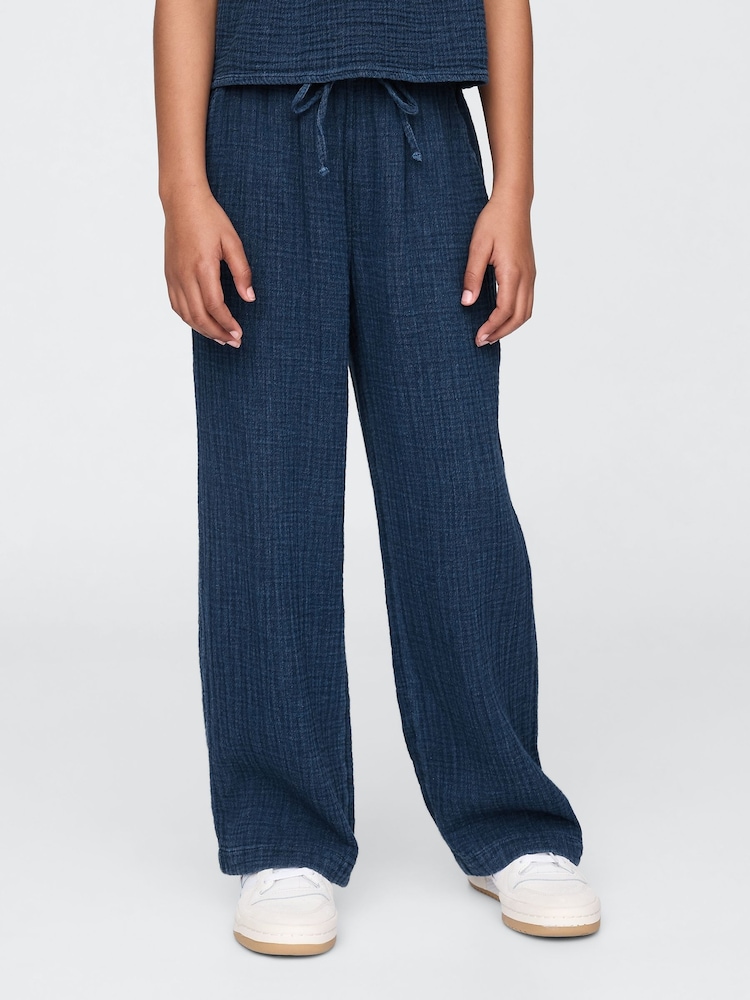 Gap Blue Crinkle Gauze Denim Baggy Pull On Trousers (4-13yrs) - Image 1 of 5